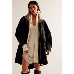Free People Black Jacket with Cream Accents